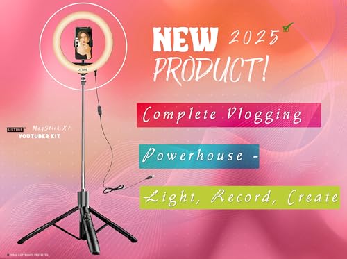 Image of Youtuber Kit | 10 inch Ring Light | Imported mic | Extra-Long MagStick X7 Selfie Stick with Large Reinforced Tripod Upto 67 inch /170 cm, BT Remote, Fb Videos, Reels,
