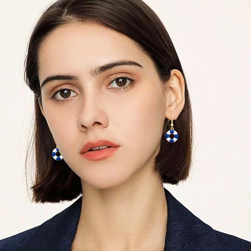 QUPENGXU Nautical Marine Anchor Dangle Earrings for Women Statement Cubic Zirconia Drop Earrings Beach Gifts for Women3