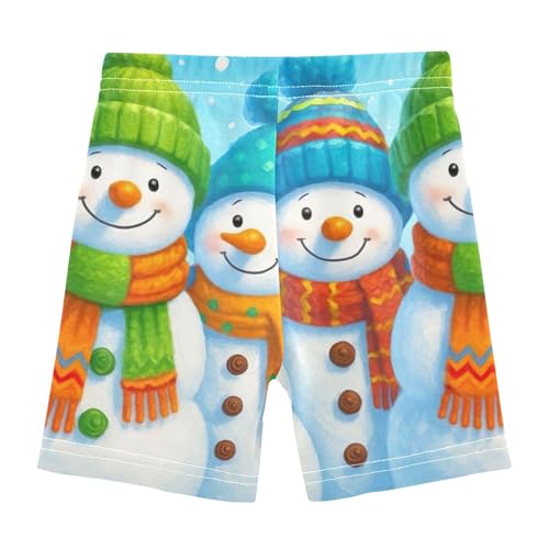 Joisal Cotton Under Dress Shorts Print Cute Snowmen Blue Toddler Girl Biker Shorts 4t Kids Clothing2