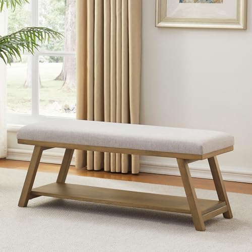 Zihanhome 45" Entryway Bench Upholstered Storage Bench for Bedroom Shoe