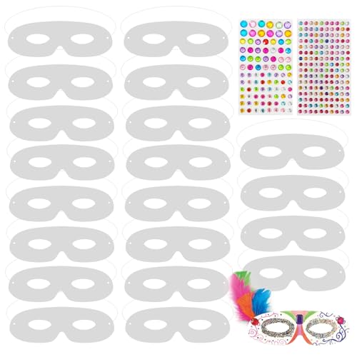 Cosysparks Maschera bianca per decorare, 20 pezzi maschere bianche con