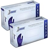1st Choice Indigo Nitrile Disposable Exam Gloves 3 Mil, Latex/Powder-Free, Food-Safe, Lightly Textured, Large, 2 Boxes of 100