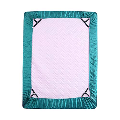 Hollyhome Silky Soft Luxury 4 Piece Deep Pocket Full Satin Sheet Set, Free Fitted Sheet Straps Included, Teal #TOP6