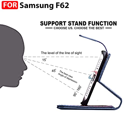 Image of CEDO Flip Cover for Samsung Galaxy F62 (4G) | Leather Finish | Inside Pockets & Inbuilt Stand | Shockproof Wallet Style Magnetic Closure Back Case Flipcover (Blue)