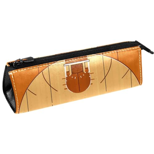 Astuccio estetico astuccio per matite campo da basket scatola di matita marrone