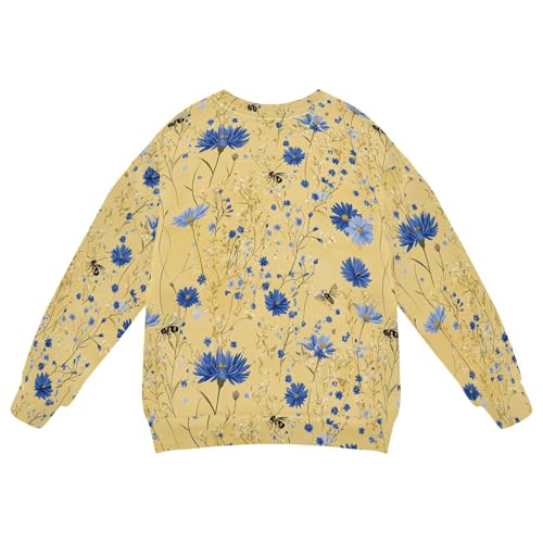 JUNZAN Chic Cornflower Gold Little Kids Sweatshirts Hoodies Fleece Kids Pullover Hoodie Party 4T2