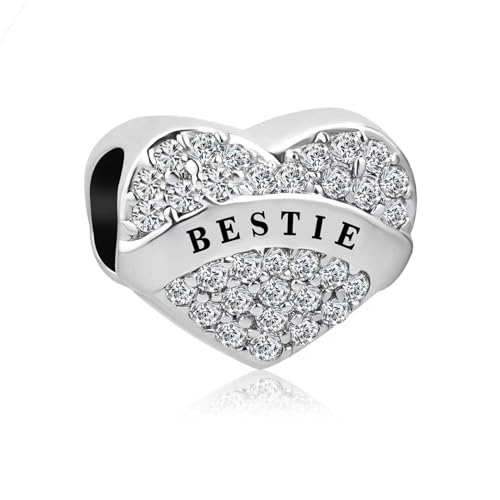 NARTGO Heart Love Bestie Charm with Sparkling Clear Cubic Zirconia Compatible with Pandora Charms Bracelets for Women by NARTGO - Image 2