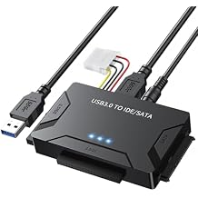 POSUGEAR USB 3.0 to IDE and SATA Adapter, Hard Drive Adapter Cable Universal for 2.5/3.5 inch HDD/SSD Hard Drive Disk, Hard Drive Reader with 12V/2A Power Adapter