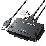 POSUGEAR USB 3.0 to IDE and SATA Adapter, Hard Drive Adapter Cable Universal for 2.5/3.5 inch HDD/SSD Hard Drive Disk, Hard Drive Reader with 12V/2A Power Adapter