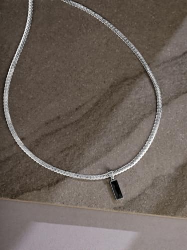 Image of Urban Tag Collection | Stainless Steel Pendant Chain Necklace For Men And Boys | Silver and Black Colour | Anniversary Birthday Gifts