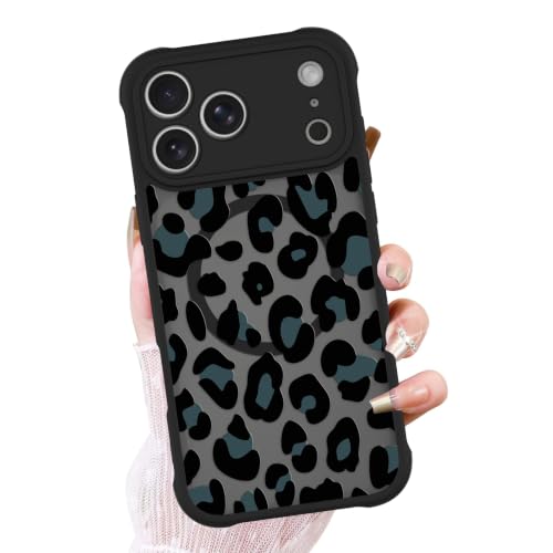 OOK Frosted Magnetic Case for iPhone 18 Pro, Cute Black Leopard