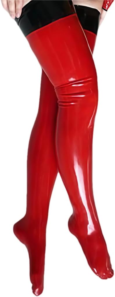 Women's Fetish Range Latex Rubber Red Thigh-high Stockings