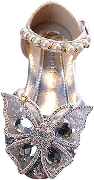 Girls Butterfly Dress Flats | Mary Jane Ballerinas with Rhinestones and Sequin