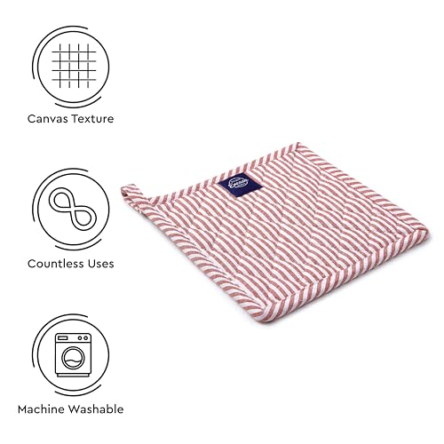 Image of Encasa XO Oven Microwave Pot Holders Trivets 21 cm (2 pc) for Kitchen Cooking & Baking - Heat Resistant, Thick & Safe, Protection of Hands from Hot Utensils, Grill, BBQ - Ticking Red