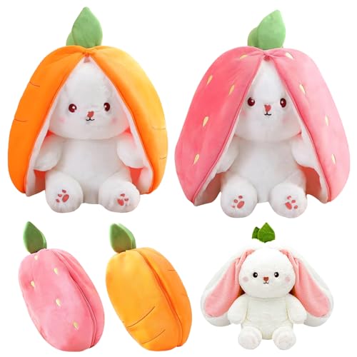 NYZQIW 2 Stück Osterhase Plüschtier, Gefülltes Kaninchen mit Karotten...