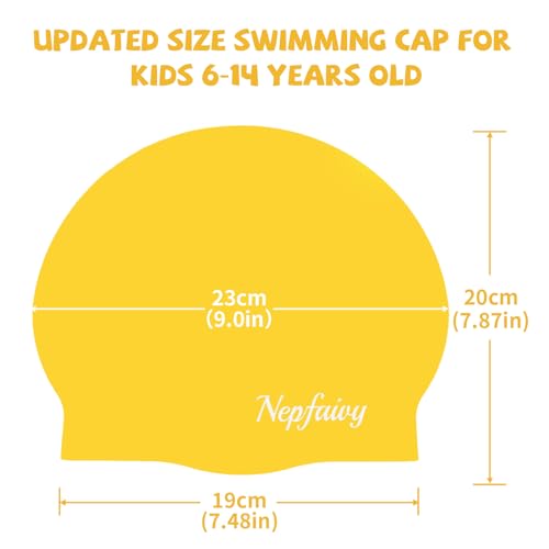 Nepfaivy Kids Swimming Cap Waterproof, Updated Size Silicone Swimming Hat Kids - Image 2