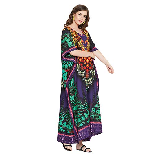 Image of Oussum Women Polyester Casual Long Plus Size Beach Caftan Cover Up Maxi Dress 1X-3X Summer Kaftan Dresses for Women