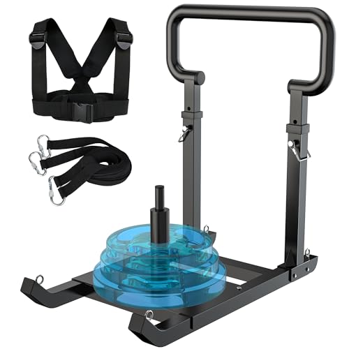 GanFindX Adjustable Weight Sled for Push & Pull Training Heavy-Duty Fitness Sled with 5 Adjustable Handles Improves Speed and Strength Fits 1 & 2 Weight Plates