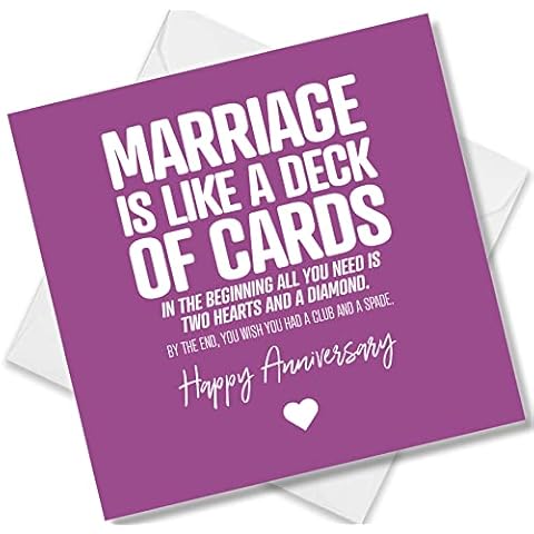 Punkcards - Funny Anniversary Card - 'Marriage Is Like A Deck Of Cards’ - Happy Anniversary Card For Husband, Wife, Partner - Humorous Romantic Wedding Anniversary Couples Cover