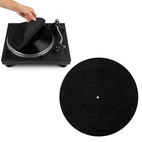 12" Professional Felt Slipmat for Vinyl Record Players - 3mm High-Density Anti-Static Turntable Mat -Soft Dampening Pad for LP Records - Universal Fit for DJ & Home Audio (Black)