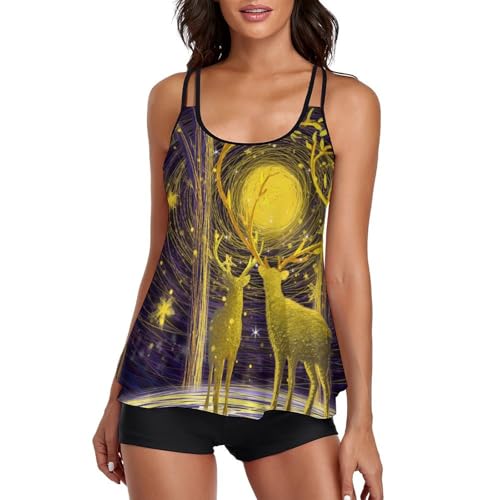 Maillot de bain tankini femme avec short de garçon et robe de plage intégrée Cerf d'or