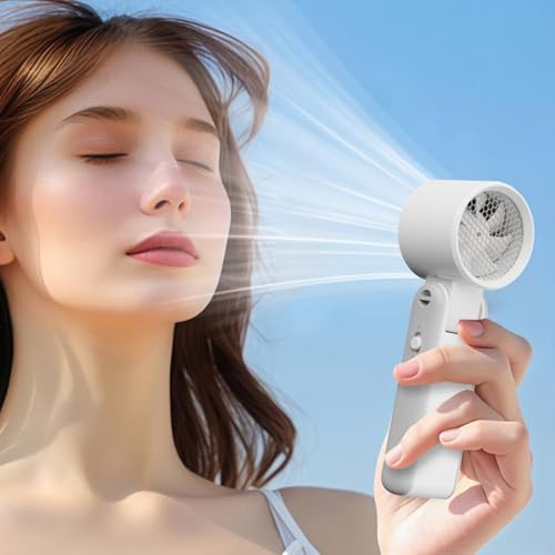 Ventilador de mano recargable USB blanco para cuello y camping 3