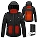 Yeah-hhi Giacca Riscaldata da Uomo con Pacco Batteria 5V Cappotto Caldo Giacca con Cappuccio Antivento per Lo Sci, L'escursionismo, Il Campeggio,XL,Black