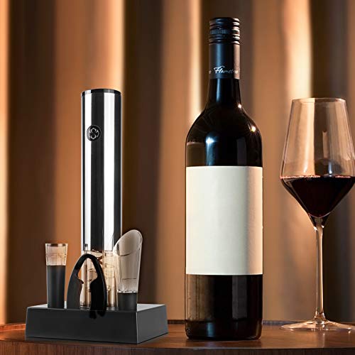 Electric Wine Opener,Onetouch Automatic Wine Opener Holiday Gift Setwithchargerbaseavcuum Stopper,Aluminum Foil Paper Cutter And Wine Pourerwhich Is A Portable And Durable Gifts For Wine Lovers.ztongr #TOP5