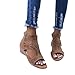 ZBYY Wedge Sandals for Womens,Cutout Open Toe Summer Party Sandals Low Heel Wedge Ankle Strap Zipper Back Sandals