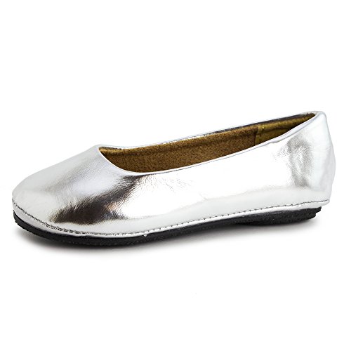 Kali Footwear Girl's Pala Jr. Round Toe Ballet Flat (Silver, 2)4
