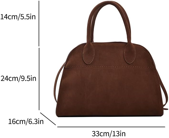 Covelin Women's Retro Suede Leather Tote Bag Ladies' Fashion Shoulder Handbag Top Handle Purse - Image 4