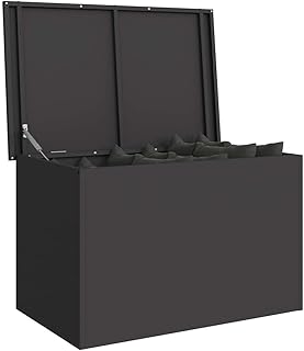 vidaXL Außenlagerbox Schwarz 80 x 50,5 x 50 cm Stahl, Garten Aufbewahrungsbox, wetterfestes Möbel, rechteckiger Stahl Organizer für deinen Außenbereich