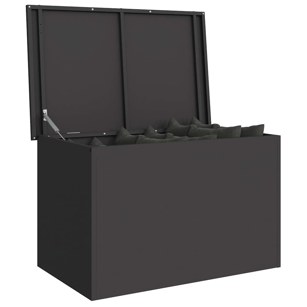 vidaXL Outdoor Storage Box Black 80 x 50.5 x 50 cm Steel, Garden and Terrace Storage Solution, Weatherproof Box, Durable Metallic Organizer, Rectangular Industrial Cabinet