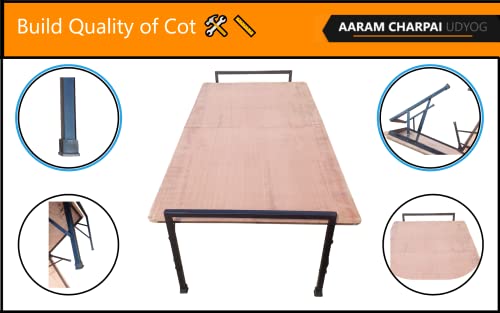 Image of Plywood Folding Bed Cot for Sleeping Space Saving Heavy Metal Frame| Portable | Multipurpose | Lightweight (Brown) (Rectangular, 3X6 ft or 36X72 inch) Single