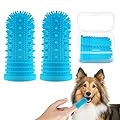 Dog Toothbrush 2 Pack Dog Finger Toothbrush for Dogs Cat Puppy Dental Care&Freshen Breathe,Silicone Full Surrounded Bristles Dog Tooth Brush Reusable with Storage Box,Easy Dog Teeth Cleaning (Blue)