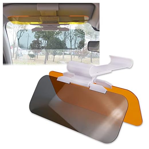 runmade 2 in 1 Automobile Sun Anti-UV Block Visor Day and Night Anti-Glare Sunshade Mirror Driving Goggles Shield