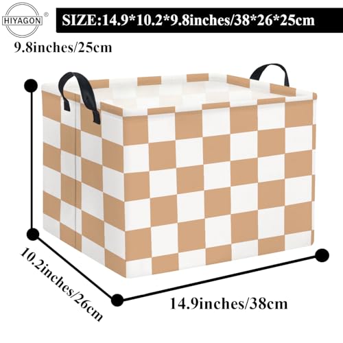 Image of Rectangular Baby Girl Basket Fabric Storage Basket Storage Bin Organizer Box Room Decor(Brown Checkered)
