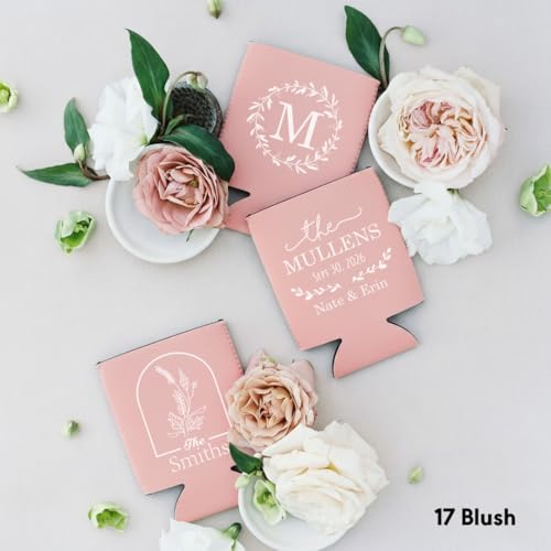 Image of 20PCS Customized Wedding Can Coolers Personalized Wedding Favors Monogram Can Holders (Custom, 20 can cooler)