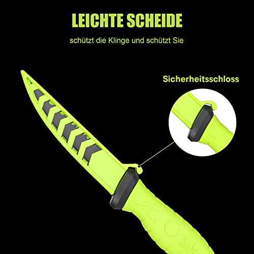 Seaknight Angelmesser 5\ 7\ 9\ Rasiermesser scharfe Edelstahlklinge Filetmesser Rutschfester Gummigriff inklusive Schutzscheide und Schärfer (5\)