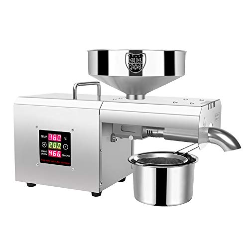 CGOLDENWALL Household Oil Press Machine Automatic Oil Extractor Organic Oil Expeller Electric Oil Presser Pressing Intelligent Control Panel Food Grade Stainless Steel (220V)