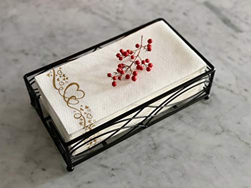 Chez Juju Black Elegant Sturdy Guest Napkin Holder | Disposable Paper Hand Towel Storage Tray Caddy | Premium Quality | Bathroom Kitchen Dining Table Wedding Party Hotel Office Décor | Indoor Outdoor #TOP2