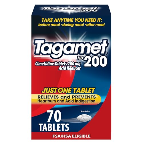 Tagamet HB 200 mg Cimetidine Acid Reducer and Heartburn Relief Relieves and Prevents Indigestion 70 Count