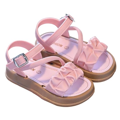 Girls Ruffle Open Toe Sandals Adjustable Strap Summer Shoes Non-Slip Flexible Rubber Sole Fashion Sandals for Little Kids
