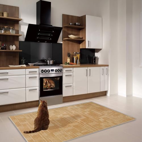 Alfombra vinílica de cocina 80x100 cm impermeable y resistente en color naranja 3
