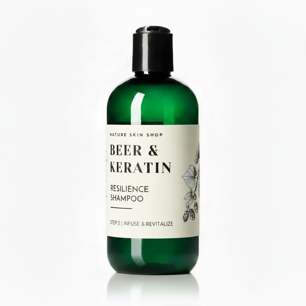 Nature Skin Shop Beer Shine Keratin Shampoo - 8.5 Ounces - Strengthening Shampoo for Damaged, Dull Hair - Restores a Luminous Look & Natural Volume - Sulfate-Free