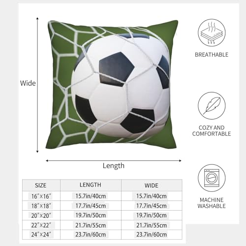 Housse de coussin de football texture lin resistant avec fermeture eclair invisible - 5