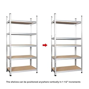 Amazon Basics 5 tier, Medium Duty Storage Shelving Double Post Press Board Shelf, Aluminum, 48 x 18 x 72 Amazon Basics 5 tier Medium Duty Storage Shelving Double Post Press Board Shelf Aluminum 48 x 18 x 72