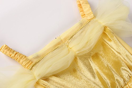 Uhdear Girls Off Shoulder Sequin Princess Tulle Dress Up Costume (5 Years, Yellow With Accessories) #TOP3