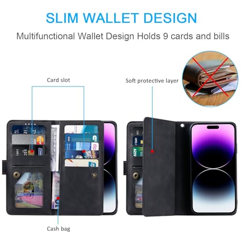 Étui iPhone 17 Pro Max antichoc portefeuille en cuir marron