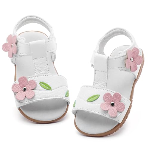 Image of Femizee Toddler Girls Leather Dress Sandals with Adjustable Strap